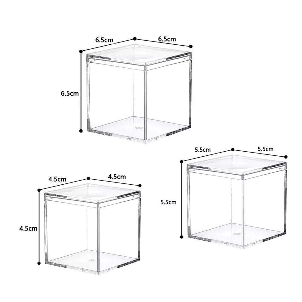 Square Acrylic Storage Cube Small Candy Favor Clear Acrylic Box With Lid