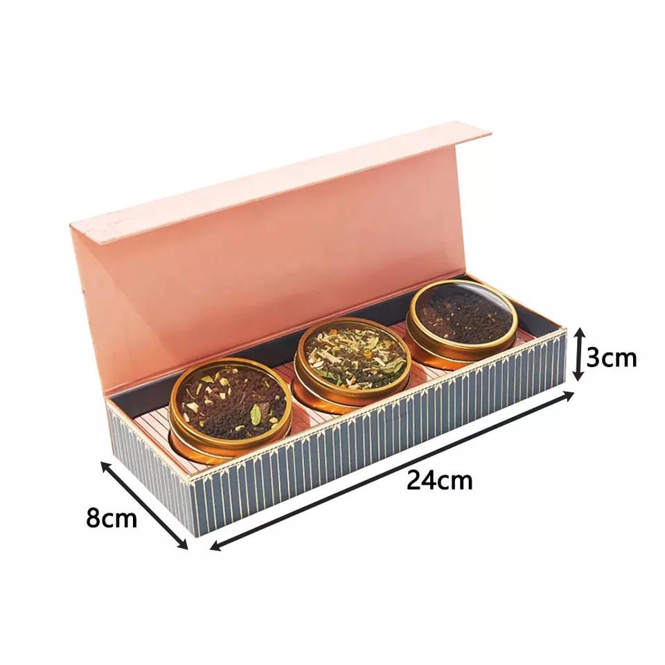 Zakázkové balení Magnetické víčko Čajové dózy Krabice Kartonový papír Luxusní dárková krabička na čaj